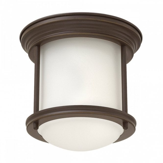 HADRIAN 1 Light Flush Mount in Opal Glass and Oil Rubbed Bronze