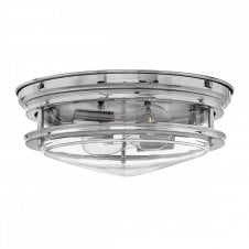 Chrome and Clear Glass Bathroom Ceiling Light