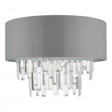 grey and crystal flush ceiling light