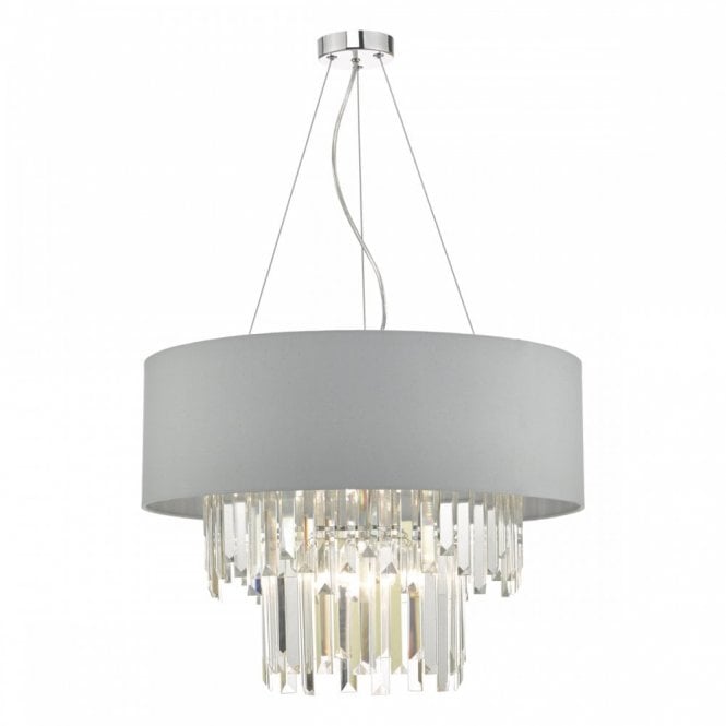 HALLE 6 light grey drum pendant with crystal droplets
