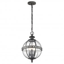 Victorian style outdoor globe hanging lantern in Londonderry finish
