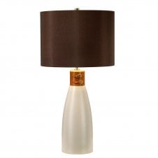 HAMMERSMITH ceramic vase table lamp with leather detailing