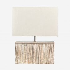 Wide wood table lamp