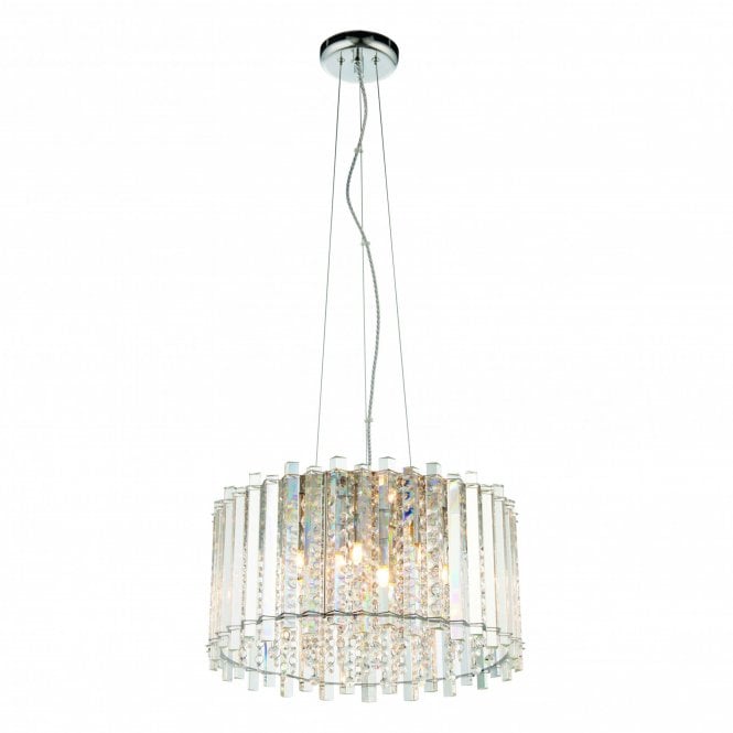 HANNA 5 light chrome and crystal glass ceiling pendant light
