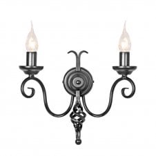 2 light wall light medieval black, Gothic scrolling metalwork