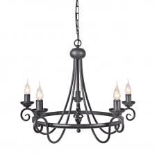 Medieval Style 5 Light Black Ceiling Pendant