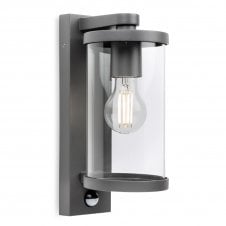 graphite coloured outdoor wall light with PIR sensor