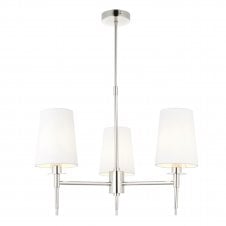 HARMONY Ceiling Pendant in Bright Nickel with Vintage White Fabric Shades