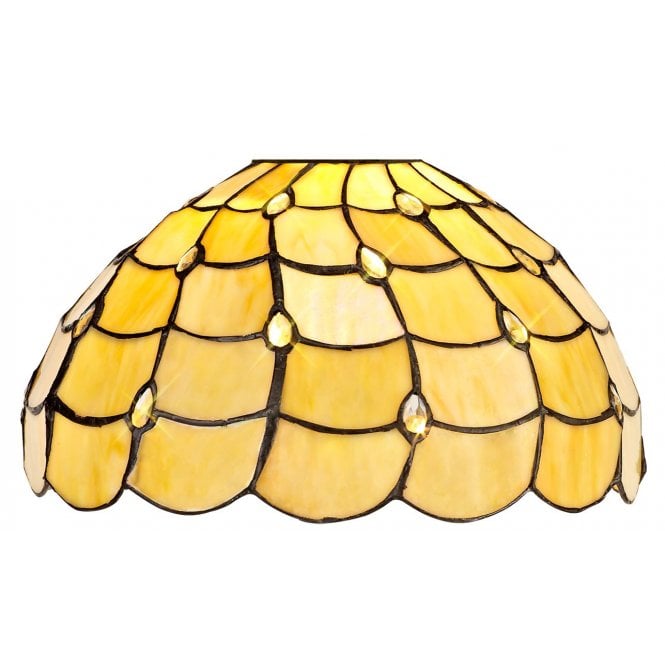 HARMONY beige glass Tiffany style easy fit pendant shade with crystal detailing