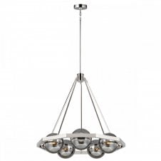 HARPER 5 Light Chandelier Polished Nickel with Smoked Globe Shades