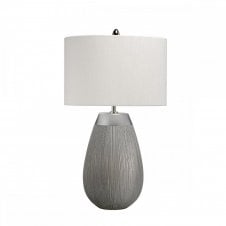 HARROW Ceramic Table Lamp with Silver Accent and Light Grey Shade