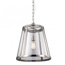 modern industrial polished nickel ceiling pendant with glass panels