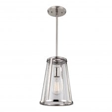 modern industrial polished nickel ceiling pendant with glass panels