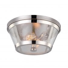 modern industrial polished nickel flush ceiling light with clear glass shade