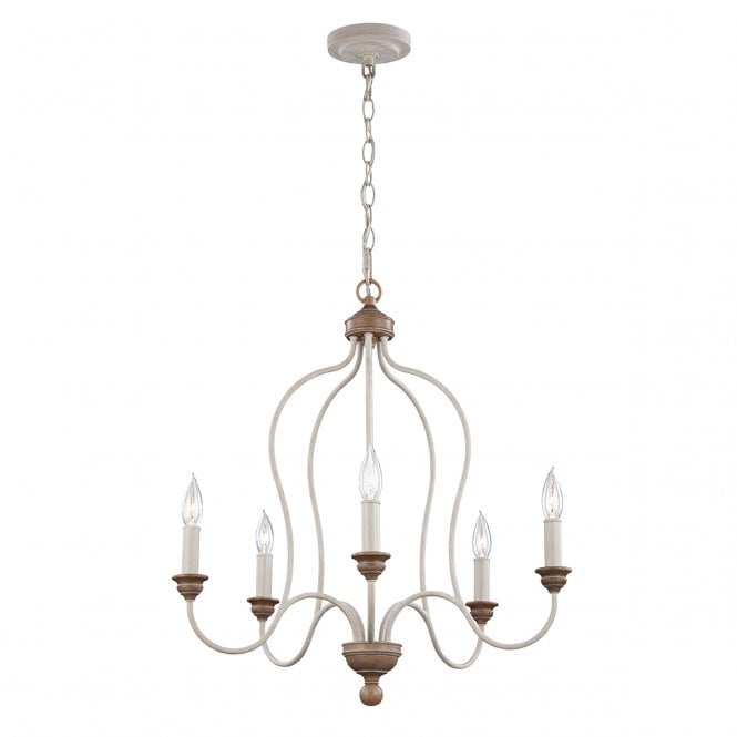 HARTSVILLE 5 light beach wood chandelier