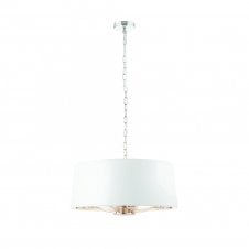 HARVEY 3 light bright nickel finish ceiling pendant with white surround shade