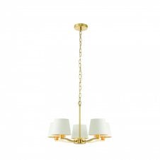 HARVEY 5 light pendant in brushed gold with white shades
