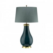 HAVERING Ceramic Table Lamp in Turquoise with Brass Detailing