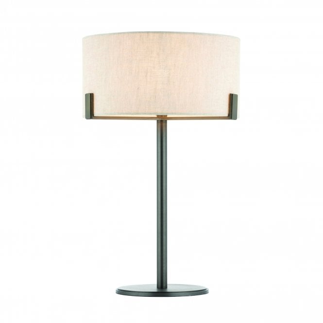 HAYFIELD brushed bronze effect table lamp with natural linen shade