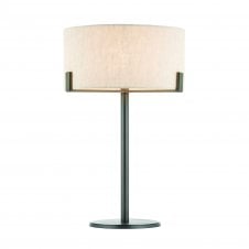 HAYFIELD brushed bronze effect table lamp with natural linen shade