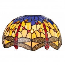 HAZEL easy fit dragonfly Tiffany shade in cream and blue with crystal detailing