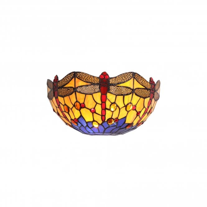 HAZEL orange and blue glass Tiffany wall washer light with coloured crystal detail