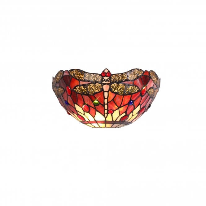 HAZEL purple and pink glass Tiffany wall washer light with coloured crystal detail