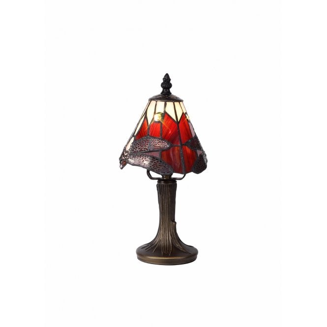 HAZEL Small Handcrafted Tiffany Glass Table Lamp Purple and Pink Dragonfly