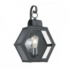 HEATH Medium Wall Lantern in Black with Seeded Glass