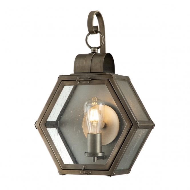 HEATH Medium Wall Lantern in Bronze with Seeded Glass