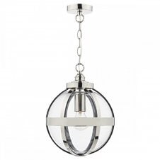 HEATH polished nickel and glass globe ceiling pendant