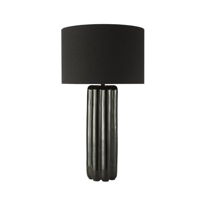 Hebron Black Ceramic Table Lamp with Black Linen Shade