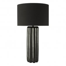 Hebron Black Ceramic Table Lamp with Black Linen Shade