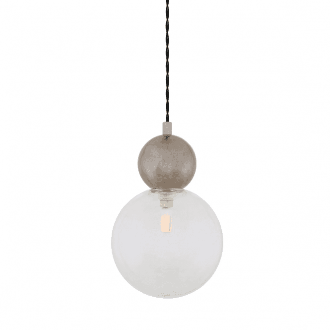 HELENA Antique Silver Ball and Glass Globe Pendant