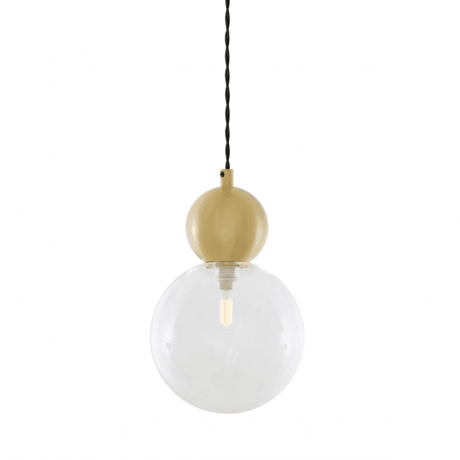 HELENA Satin Brass Ball and Glass Globe Pendant