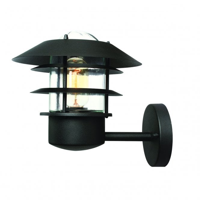 HELSINGOR contemporary outdoor lantern wall light in black