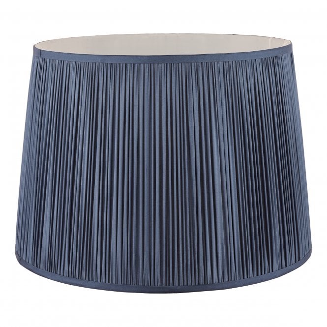 Hemsley Silk Pleated Tapered Drum Shade in Midnight Blue - 35cm / 14
