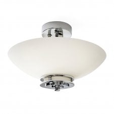 chrome bathroom ceiling light with opal glass