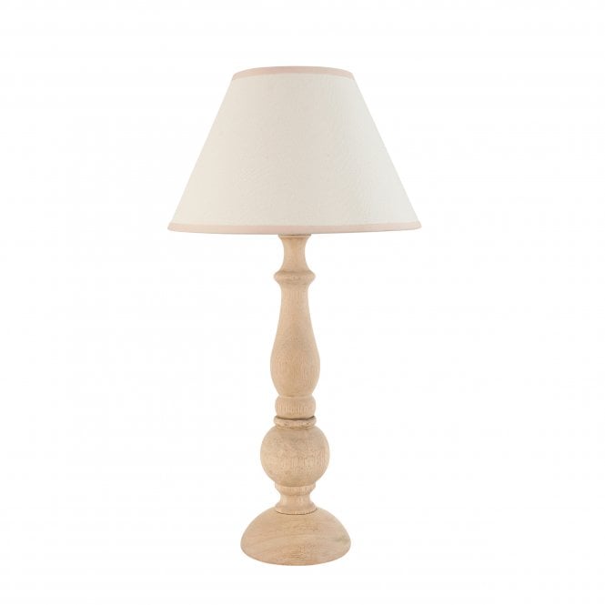 Hidcote Natural Wood Table Lamp with Ivy Shade