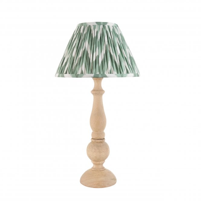 Hidcote Natural Wood Table Lamp with Zigzag Shade in Cotswold Green