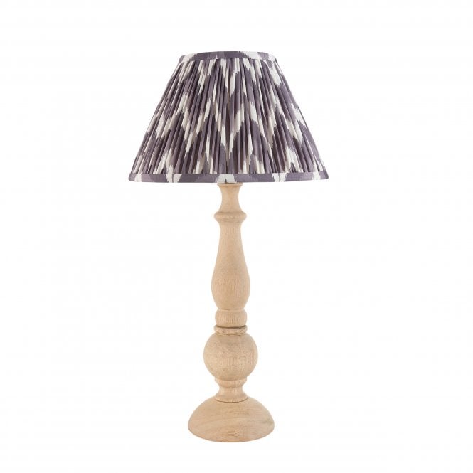 Hidcote Natural Wood Table Lamp with Zigzag Shade in Pearl Grey