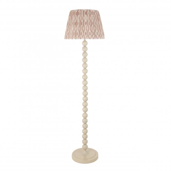 Higgledy Almond White Floor Lamp with Ikat Shade in Neutral