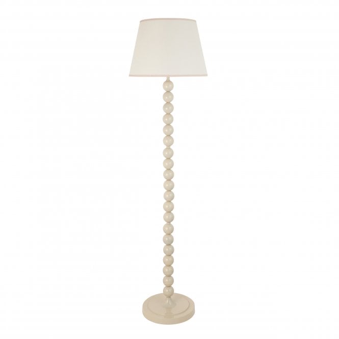 Higgledy Almond White Floor Lamp with Ivy Shade in Vintage White