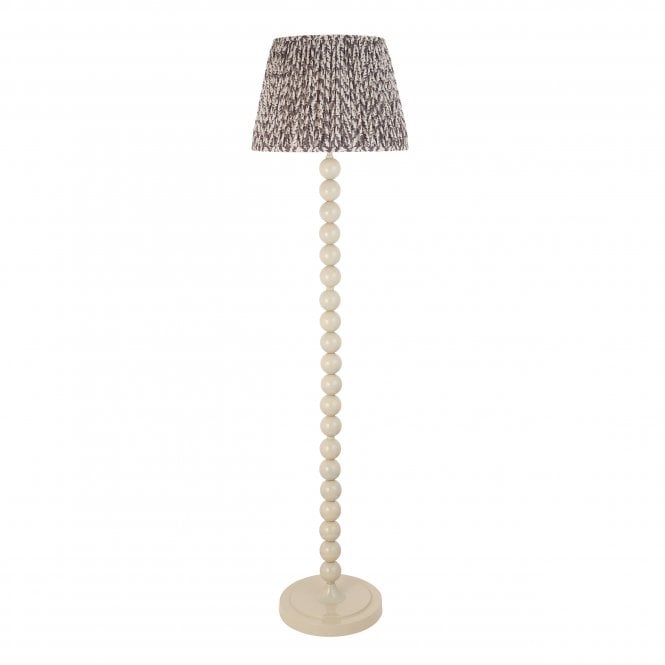 Higgledy Almond White Floor Lamp with Leaf Shade in Pearl Grey