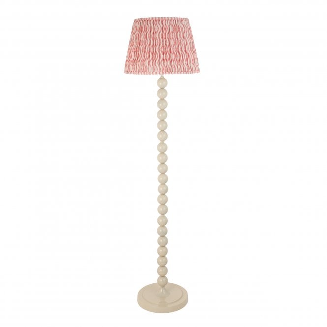 Higgledy Almond White Floor Lamp with Ripple Shade in Coral Pink