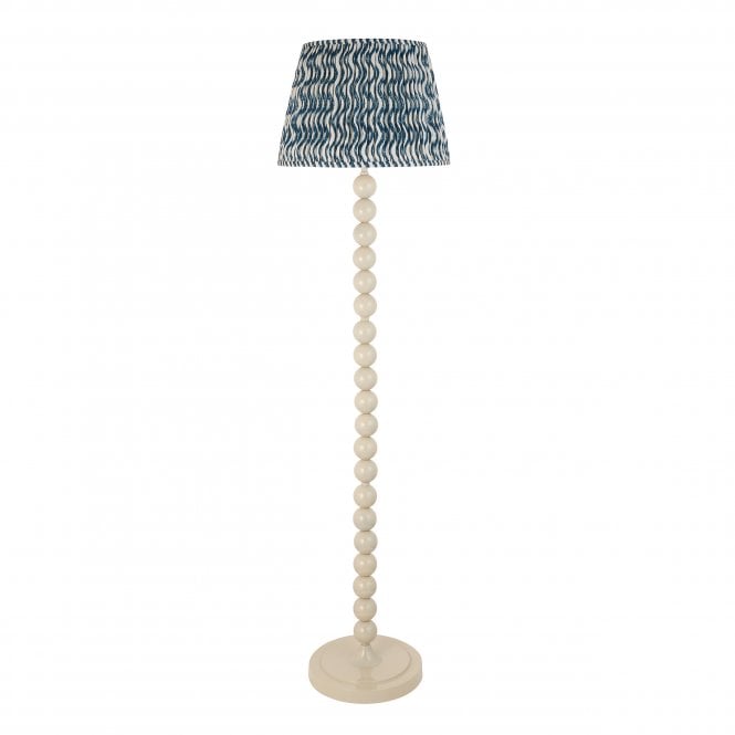 Higgledy Almond White Floor Lamp with Ripple Shade in Marlin Blue