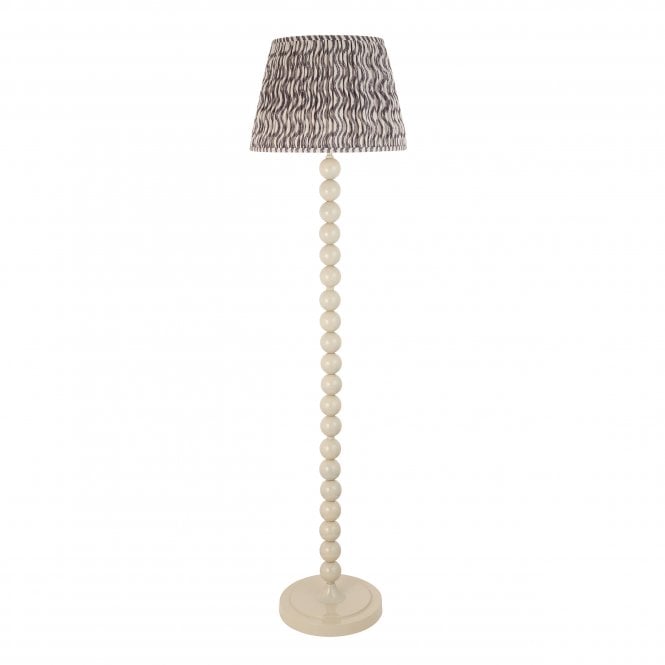 Higgledy Almond White Floor Lamp with Ripple Shade in Pearl Grey