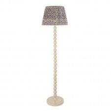 white floor lamp with grey ripple pattern tapered shade