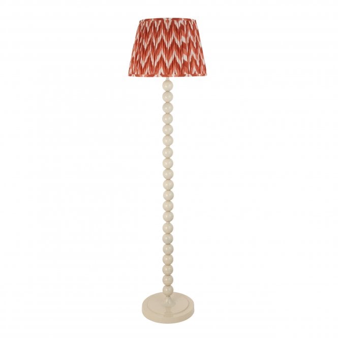 Higgledy Almond White Floor Lamp with Zigzag Shade in Apricot