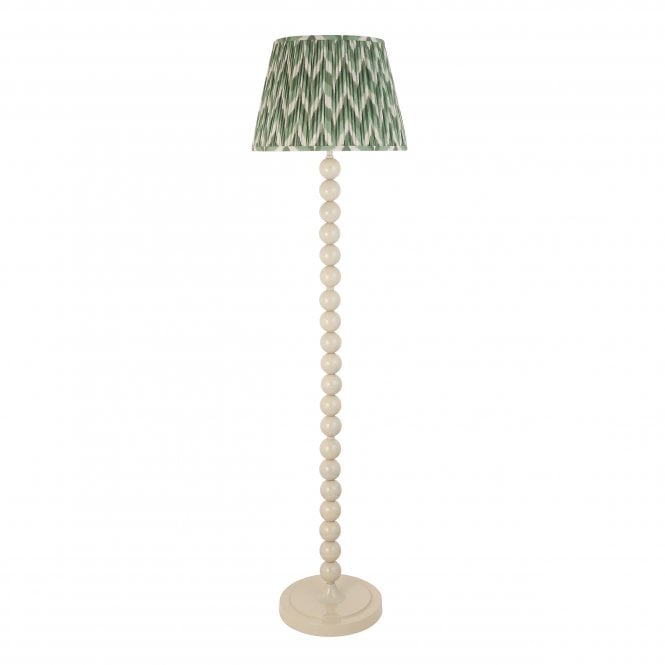 Higgledy Almond White Floor Lamp with Zigzag Shade in Cotswold Green